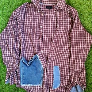 H&M Burgundy Checkered Button Down Shirt